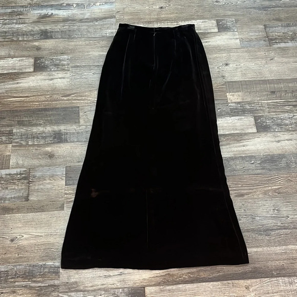 Kay Unger Black Velvet Maxi Skirt Sz 6 No Slit Grunge Whimsigoth Elegant 90s - Picture 5 of 12